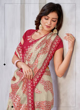 Saree in Red Color Looking Graceful